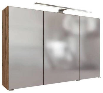 Held Spiegelschrank Möbel Pienza, Eiche Wotan, Metall, 6 Fächer, 100x64x20 cm (307010019)