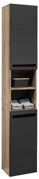 Mid.you Hochschrank, Schwarz, Eiche, 2 Fächer, einzeln stellbar, 34x190x31 cm, stehend (1279019203)