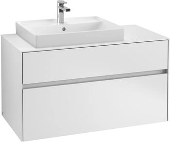 Villeroy & Boch Collaro - Waschtischunterschrank mit 2 Auszügen & 1 Ausschnitt links 1000x548x500mm weiß matt (C01700MS)