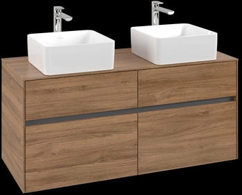 Villeroy & Boch Collaro - Waschtischunterschrank 1200x548x500mm 4 Ausz&uuml;ge f&uuml;r 2 Becken kansas oak (C04400RH)