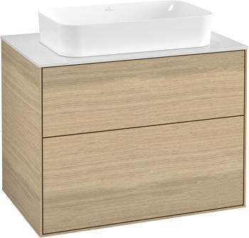 Villeroy & Boch Finion Waschtischunterschrank G63100PC 80x60,3x50,1mm, Wandbeleuchtung, Glass White Matt, Oak Veneer