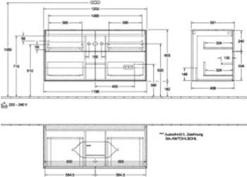Villeroy & Boch Finion Waschtischunterschrank G67100HG 120x60,3x50,1cm, Glass White Matt, Midnight Blue Matt Lacquer