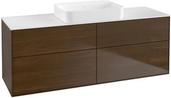 Villeroy & Boch Finion Waschtischunterschrank G73100GN 160x60,3x50,1cm, Glass White Matt, Walnut veneer
