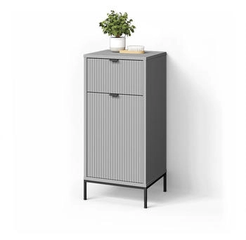 Livinity Badschrank, Grau, Grau, 3 Fächer, 1 Schubladen, Rechteckig, 40x87x35 cm, (800000883241)