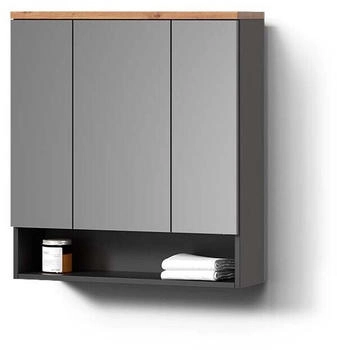 Livinity Badspiegelschrank, Anthrazit, Anthrazit, 10 Fächer, Rechteckig, 70x77.5x21.7 cm (800000901113)