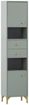 Stylife Hochschrank Ando, Gold, Pastellgrün, Metall, 2 Fächer, 2 Schubladen, 40.3x181.6x33.1 cm, , stehend (865019306)