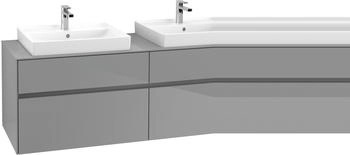 Villeroy & Boch Collaro - Waschtischunterschrank mit 4 Ausz&uuml;gen & 2 Ausschnitten 1600x548x500mm grau gl&auml;nzend (C02400FP)