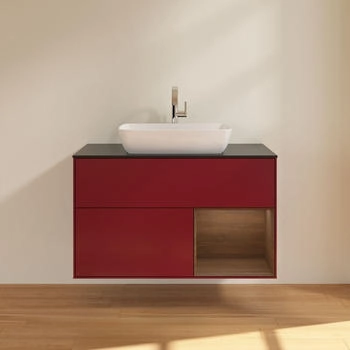 Villeroy & Boch Finion - LED-Waschtischunterschrank 1000x603x501mm pfingstrose matt/walnuss furnier (F782GNHB)