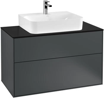 Villeroy & Boch Finion Waschtischunterschrank F10200HG 100x60,3x50,1cm, Abdeckplatte black matt, Midnight Blue Matt Lacquer