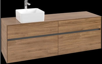 Villeroy & Boch Collaro - Waschtischunterschrank 1600x548x 500mm 4 Ausz&uuml;ge Becken links kansas oak (C05000RH)