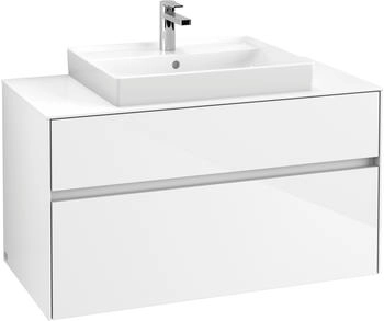 Villeroy & Boch Collaro - Waschtischunterschrank mit 2 Ausz&uuml;gen & 1 Ausschnitt mittig 1000x548x500mm wei&szlig; gl&auml;nzend (C01900DH)