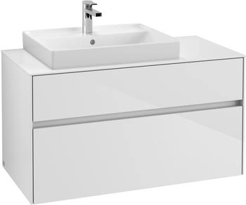 Villeroy & Boch Collaro - Waschtischunterschrank mit 2 Auszügen & 1 Ausschnitt links 1000x548x500mm weiß glänzend (C01700DH)
