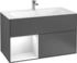 Villeroy & Boch Finion Waschtischunterschrank G030GMGF 99,6x59,1cm, Wandbeleuchtung, Regal links Olive Matt Lacquer, Glossy white lacquer