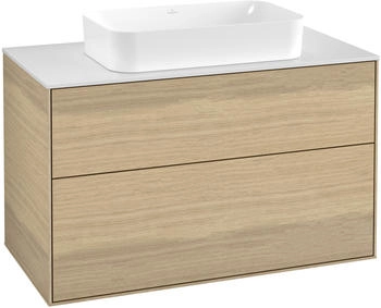 Villeroy & Boch Finion Waschtischunterschrank G64100PC 100x60,3x50,1mm, Wandbeleuchtung, Glass White Matt, Oak Veneer