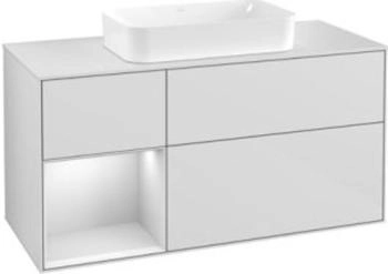Villeroy & Boch Finion Waschtischunterschrank G701GFGF 120x60,3x50,1cm, Regal rechts Glossy white lacquer, Glossy white lacquer