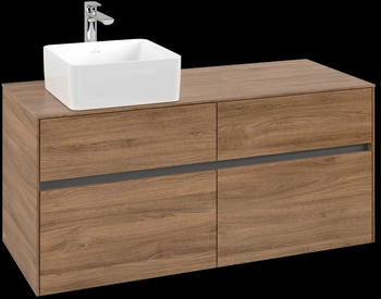 Villeroy & Boch Collaro - Waschtischunterschrank 1200x548x 500mm 4 Auszüge Becken links kansas oak (C04200RH)