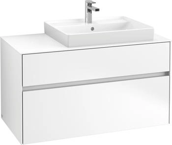 Villeroy & Boch Collaro - Waschtischunterschrank mit 2 Auszügen & 1 Ausschnitt rechts 1000x548x500mm weiß matt (C01800MS)
