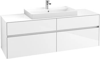 Villeroy & Boch Collaro - Waschtischunterschrank mit 4 Ausz&uuml;gen & 1 Ausschnitt mittig 1600x548x500mm wei&szlig; gl&auml;nzend (C02800DH)