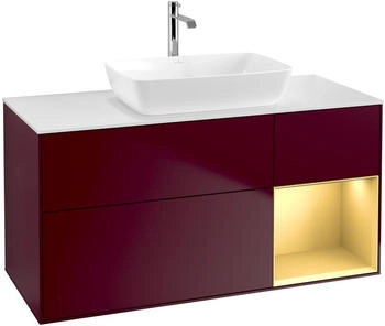 Villeroy & Boch Finion - LED-Waschtischunterschrank 1200x603x501mm pfingstrose matt/gold matt (G831HFHB)