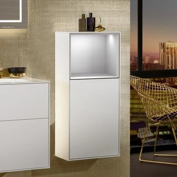 Villeroy & Boch Finion Seitenschrank 93,6 cm mit Regalelement oben, Anschlag rechts glossy white lacquer (F510GFGF)