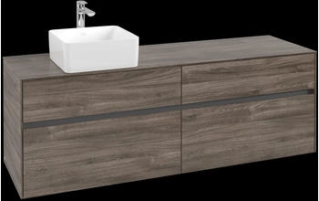 Villeroy & Boch Collaro - Waschtischunterschrank 1600x548x 500mm 4 Ausz&uuml;ge Becken links stone oak (C05000RK)