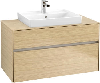 Villeroy & Boch Collaro - Waschtischunterschrank mit 2 Ausz&uuml;gen & 1 Ausschnitt mittig 1000x548x500mm nordic oak (C01900VJ)