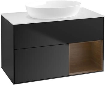 Villeroy & Boch Finion - LED-Waschtischunterschrank 1000x603x501mm schwarz matt/walnuss furnier (GA21GNPD)