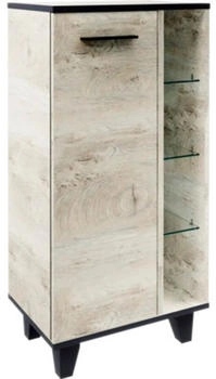 Fackelmann TE-A Midischrank 47 cm mit F&uuml;&szlig;en, Braun hell - Stilvoller Stauraum im Nature Oak Design f&uuml;r Dein Badezimmer