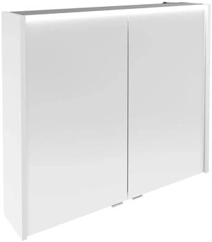 Fackelmann Verona LED-Spiegelschrank - H&auml;ngend, Vormontiert, Made in Germany - Badspiegel in Wei&szlig;-Hochglanz - 80 x 68,3 x 16,5 cm - Elegant und Praktisch