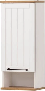 Möbelpartner Schildmeyer Hängeschrank Jelda 154139, matt weiß/Eiche Landhaus Dekor, 30,3 x 20,5 x 70,8 cm