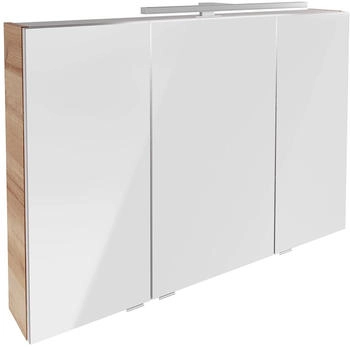 Fackelmann B.Brillant Spiegelschrank - Spiegel mit viel Stauraum & LED-Beleuchtung - Badspiegelschrank in Optik Eiche (100 x 68 x 15 cm)