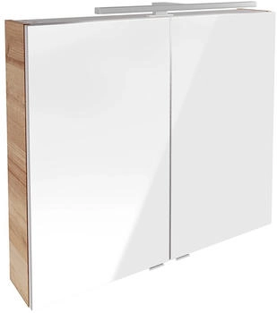 Fackelmann B.Brillant Spiegelschrank - Spiegel mit viel Stauraum & LED-Beleuchtung - Badspiegelschrank in Optik Eiche (80 x 68 x 15 cm)