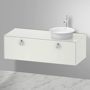 Duravit White Tulip Waschtischunterbau wandh&auml;ngend f&uuml;r 236243 Becken rechts 1 Auszug 1300 x 550 x 408 mm Wei&szlig; Seidenmatt/Griff Chrom - WT4982R3636
