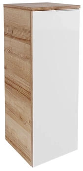 Fackelmann Midischrank B.brillant Hochglanz Weiß / Ast Eiche (84043)