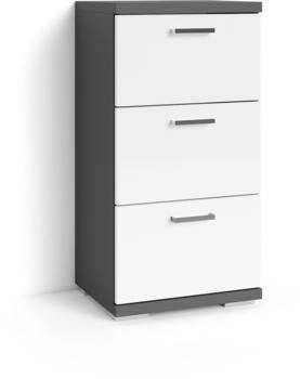 byLIVING Badkommode Nebraska Breite 35 cm mit Metallgriffen 3 Schubladen anthrazit / Hochglanz weiß Korpus: anthrazit matt (94465)