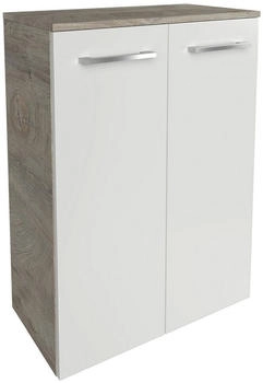 Fackelmann B.style Doppel-Midischrank Nature Oak/Wei&szlig; Hochglanz (84428)