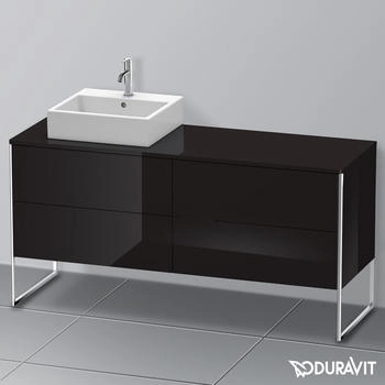 Duravit Xsquare Waschtischunterbau f&uuml;r Konsole Becken links 4 Ausz&uuml;ge 1600 x 548 x 778 mm Schwarz Hochglanz XS4924L4040