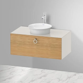 Duravit White Tulip Waschtischunterbau wandh&auml;ngend f&uuml;r 236243 1 Auszug 1000 x 550 x 408 mm Nordic Wei&szlig; Seidenmatt/Eiche Natur/Griff Chrom (WT49810H539)