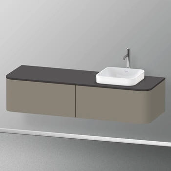 Duravit Happy D.2 Plus Waschtischunterbau wandh&auml;ngend f&uuml;r Aufsatzbecken rechts 1600 x 550 x 354 mm Steingrau Seidenmatt (HP4944R9292)