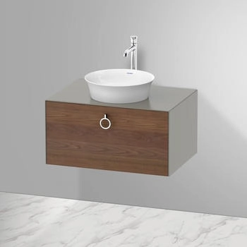 Duravit White Tulip Waschtischunterbau wandh&auml;ngend f&uuml;r 236243 1 Auszug 800 x 550 x 408 mm Steingrau Seidenmatt/Amerikanischer Nussbaum (WT498007792)