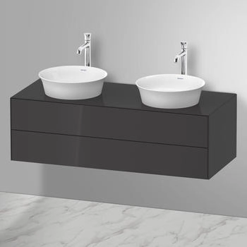 Duravit White Tulip Waschtischunterbau wandh&auml;ngend f&uuml;r 236243 Becken beidseitig 2 Schubk&auml;sten 1300 x 550 x 408 mm Graphit Hochglanz (WT4988BH1H1)