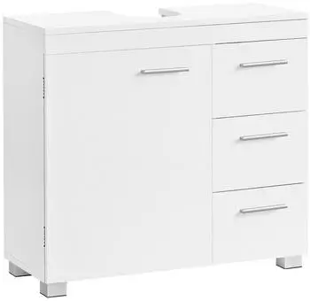Vasagle Waschbeckenunterschrank mit 3 gro&szlig;en Schubladen 70B cm ohne S&auml;ule kolkenwei&szlig; + naturbeige
