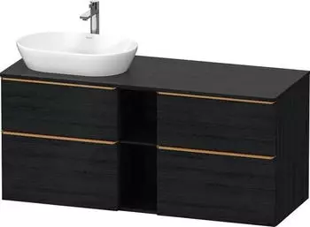 Duravit D-Neo Konsolenwaschtischunterschrank f&uuml;r Becken links mit 4 Ausz&uuml;gen und 2 F&auml;chern Griff Bronze Geb&uuml;rstet 1400 x 644 x 550... DE4970L04160000