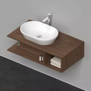 Duravit D-Neo Waschtischunterbau wandh&auml;ngend f&uuml;r Becken links 1 offenes Fach 1000 x 550 x 260 mm Nussbaum dunkel DE492902121
