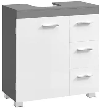 Vasagle Waschbeckenunterschrank mit 3 gro&szlig;en Schubladen 70B cm ohne S&auml;ule wolkenwei&szlig;-zementgrau