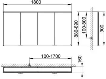 KEUCO Royal Modular 2.0 Spiegelschrank beleuchtet Wandeinbau Aluminium (800410181100000)