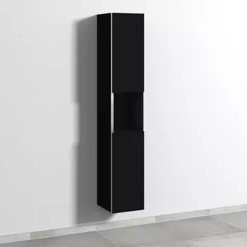 Sanipa 3way Hochschrank 2 Türen, 1 offenes Fach, Anschlag rechts, schwarz matt (BS11308)