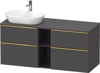 Duravit D-Neo Konsolenwaschtischunterschrank f&uuml;r Becken links mit 4 Ausz&uuml;gen und 2 F&auml;chern Griff Gold Poliert 1400 x 644 x 550 mm -... DE4970L34490000