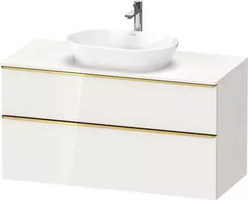 Duravit D-Neo Konsolenwaschtischunterschrank mit 2 Ausz&uuml;gen Griff Gold Poliert 1200 x 644 x 550 mm Wei&szlig; Hochglanz DE4969034220000