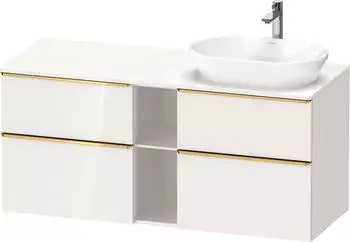 Duravit D-Neo Konsolenwaschtischunterschrank f&uuml;r Becken rechts mit 4 Ausz&uuml;gen und 2 F&auml;chern Griff Gold Poliert 1400 x 644 x 550 mm ... DE4970R34220000
